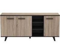Buffet bas -Reproduction chene brossé et noir mat - Contemporain - WAYNE - L 160,7 cm