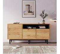 Buffet bas - SAM - 3 portes - Bois panneaux de particules - Naturel - 160x35x75 cm