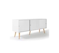 IDMarket – Buffet bas scandinave Effie 135 cm 3 portes bois blanc