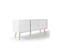 IDMarket - Buffet Bas scandinave 135 cm Effie 3 Portes Bois Blanc