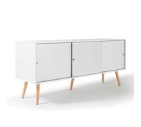 IDMarket – Buffet bas scandinave Effie 135 cm 3 portes bois blanc