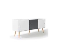 IDMarket - Buffet Bas scandinave 135 cm Effie 3 Portes Bois Blanc et Gris