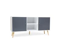 Buffet Effie Scandinave 2 Portes Bois Blanc Et Gris Gris