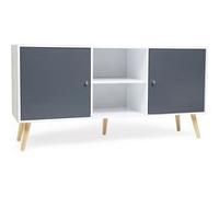 IDMarket - Buffet bas scandinave Effie 140 cm, 2 portes, bois blanc et gris