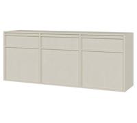 Buffet bas - SELSEY - EVO - 154 cm - 3 portes & 3 tiroirs - Suspendu, crème