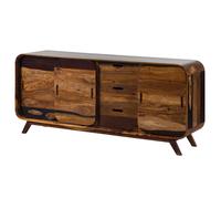 Buffet bas Sheesham brun foncé laqué massif 173x40x75 cm bois massif MAILAND #202
