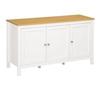 Buffet Bas Style Classique Chic - 3 Portes - Blanc Aspect Bois Clair Blanc