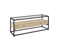 TECTAKE Buffet bas MAIDENHEAD avec 2 Tiroirs en Bois et Acier 121,5 cm x 41,5 cm x 50,5 cm Bois clair industriel