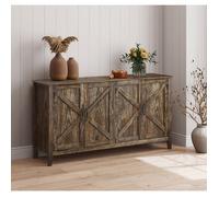 Buffet bas style Rustique | Portes grange | 140x40x80 cm | Couleur Chêne Rustic | Finition mate | Bahut Rangement | Olivia