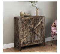Buffet bas style Rustique | Portes grange | 80x35x85 cm | Couleur Chêne Rustic | Finition mate | Bahut Rangement | Olivia