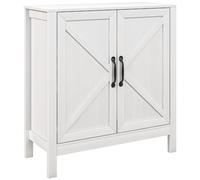 Buffet 2 portes étagère style rustique chic - dim. 80L x 35l x 85H cm - blanc