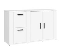 Buffet bas - TMISHION - 100x33x59,5 cm - Bois d'ingénierie - Couleur blanche - Style classique intemporel