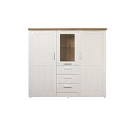 Buffet bas - TREND TEAM - ShadeWohnen - 3 portes - 3 tiroirs - Blanc - Chêne artisanal