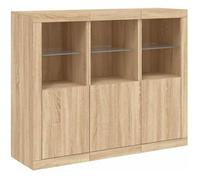 Vidaxl Buffets Avec Lumières Led 3 Pcs Chêne Sonoma Bois D'ingénierie Marron