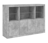 Buffet bas - VIDAXL - 3 pcs - Gris béton - Bois d'ingénierie - Éclairage LED réglable