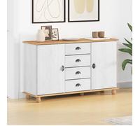Buffet Bas - vidaXL - Askim - Bois Massif - Blanc - 4 Tiroirs - 2 Étagères