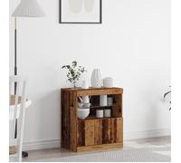 Buffet bas - vidaXL - Bois massif recyclé - Finition rustique - Étagères en verre - Marron