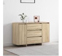 Buffet bas - vidaXL - Chêne de Sonoma - 3 tiroirs - Étagères intégrées - Design contemporain