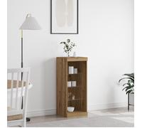 Buffet Bas - vidaXL - Chêne - Étagères en Verre - Design Contemporain - Marron