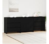 Buffet bas - vidaXL - Chêne noir - 3 tiroirs - Portes coulissantes - Finition mate