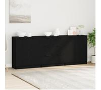 Vidaxl 3 Pièces Meubles De Rangement Chêne Noir En Bois Ingénierie Noir