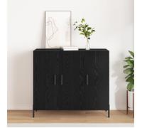 Buffet bas - vidaXL - Chêne noir - 90x34x80 cm - Poignées givrées - Design moderne