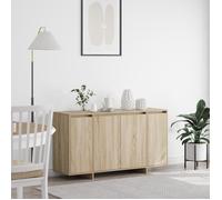 Buffet bas - vidaXL - Chêne Sonoma - 3 portes - 2 étagères - Bois d'ingénierie - Beige