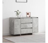 Buffet Bas - vidaXL - Gris Béton - 3 Tiroirs - 2 Cabinets - Bois d'Ingénierie