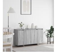 Buffet Bas - vidaXL - Gris Sonoma - 4 Portes - 2 Étagères - Bois d'Ingénierie