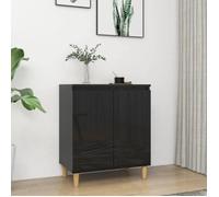 Buffet bas - VIDAXL - Noir brillant - 2 portes - Tiroir - Style scandinave moderne