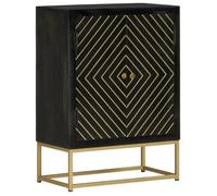 Buffet bas - VIDAXL - Noir et doré - 2 portes - Bois de manguier - 55x30x75 cm