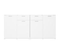 Buffet bas - VINGVO - Blanc - 160x36x75 cm - 4 portes et 2 tiroirs