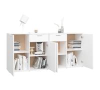 Buffet bas - VINGVO - Blanc - 4 portes - 2 tiroirs - 160x36x75 cm