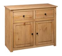 Buffet bas - VINGVO - SWT - Bois de pin massif - 2 tiroirs - 2 portes
