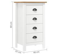 Buffet bas - VINGVO - SWT Hill Range - Bois massif - 4 tiroirs - Blanc et marron miel