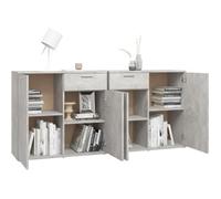 Buffet bas - VINGVO - XID - 4 portes - 2 tiroirs - Gris béton