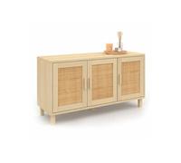 IDMarket Buffet bas ELIN 113 cm vintage 3 portes effet naturel cannage