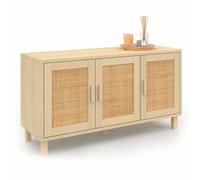 Buffet bas vintage 113 cm ELIN 3 portes effet naturel cannage