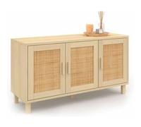 IDMarket Buffet bas ELIN 113 cm vintage 3 portes effet naturel cannage