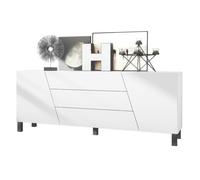 Buffet bas VLADON Houston - 2 portes et 3 tiroirs - Blanc mat - Design contemporain