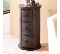 Buffet bas - WOHNLING - Ronde - Bois massif - 3 portes - Noir