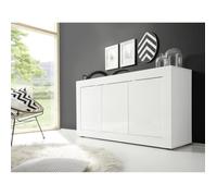 Buffet BASICO - Décor blanc laqué brillant - 3 Portes - L160 x P42 x H85,8 cm