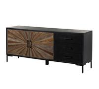 Buffet basSUN#100noir178x45x75 cm (BxTxH)bois massif