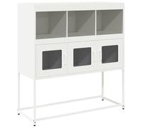 Buffet blanc 100,5 x 39 x 107 cm en acier laminé à froid - Meuble de salon moderne pour un rangement élégant - Commode stable et durable pour salon, salle à manger ou couloir