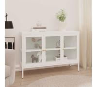 Buffet Blanc 105x35x70 cm Acier et Verre Armoire Latérale Rangement vidaXL