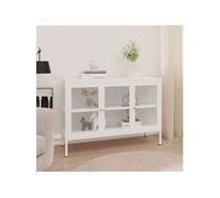 Buffet Blanc 105x35x70 cm Acier et Verre Armoire Latérale Rangement vidaXL