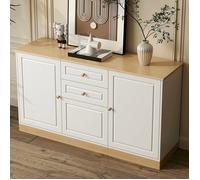 Buffet blanc 135,5*39*76 cm, buffet de salon avec trois portes et deux tiroirs, convenant aussi bien au salon qu'à la salle à manger