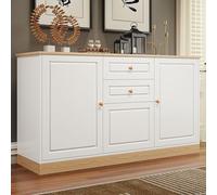 Buffet blanc - 135,5 x 39 x 76 cm - Commode avec tiroirs et portes - Armoire de salon, de buffet, de cuisine, de rangement, multi-usages, idéale pour la maison et le bureau (blanc 1)