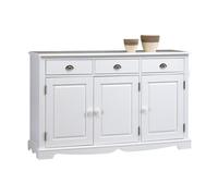 Buffet - Blanc - 3 Portes 3 Tiroirs - Style Anglais - 4 Niches - Bois Massif