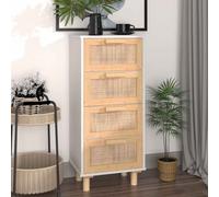 Buffet Blanc 40x30x90 cm Bois de Pin Massif et Rotin Naturel Armoire vidaXL
